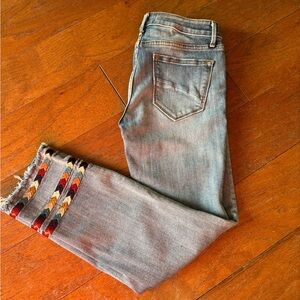 Driftwood Colette Jeans Women 25x26 Stretch Slim Straight Embroidered Festival